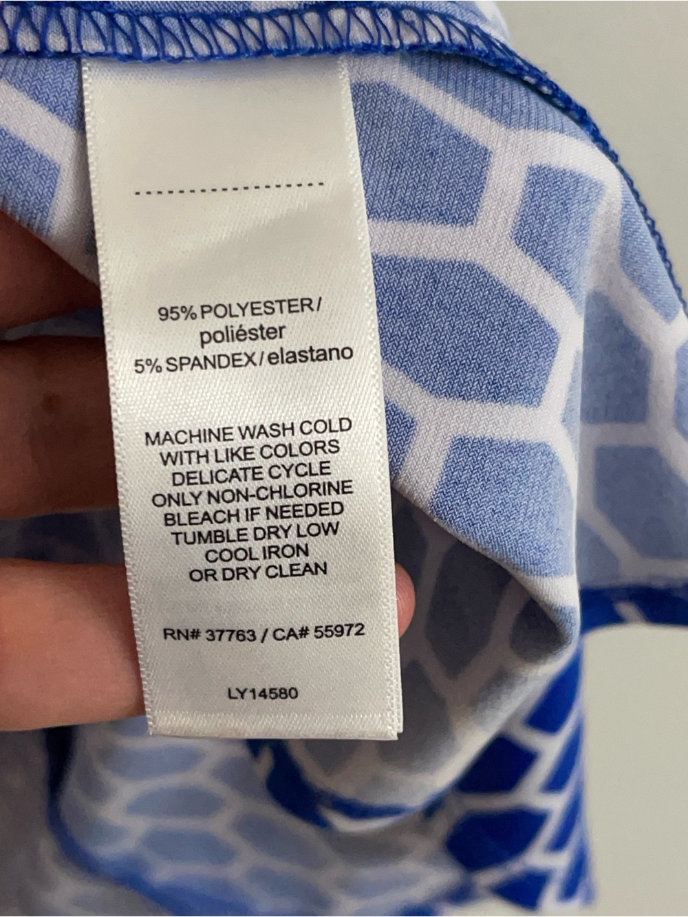 Laundry by Design Honeycomb Blue & White 3/4 Sleeve Wrap Midi Dress Size 10 - Picture 8 of 9